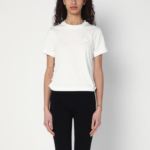 Burberry Burberry White T-shirt with check pattern detail