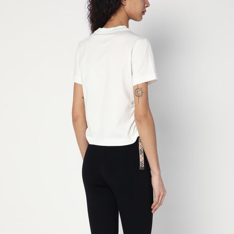 Burberry Burberry White T-shirt with check pattern detail