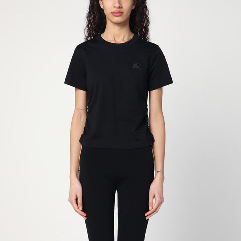 Burberry Burberry Black T-shirt with check pattern detail