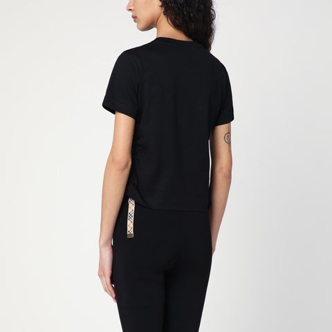 Burberry Burberry Black T-shirt with check pattern detail