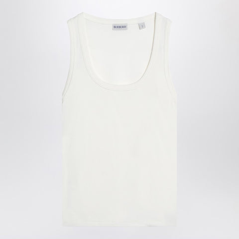Burberry Burberry White tank top with Check motif detail