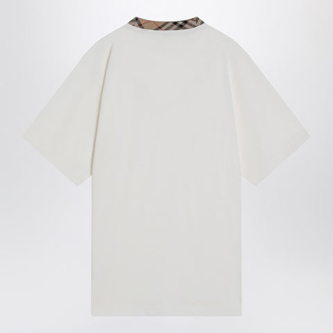 Burberry Burberry White cotton T-shirt with Check finishes