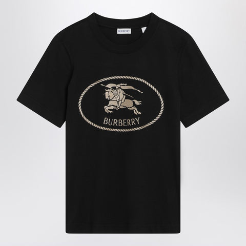 Burberry Burberry Black T-shirt with Equestrian Knight Design