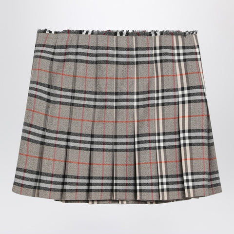 Burberry Burberry Grey wool kilt skirt with Check pattern