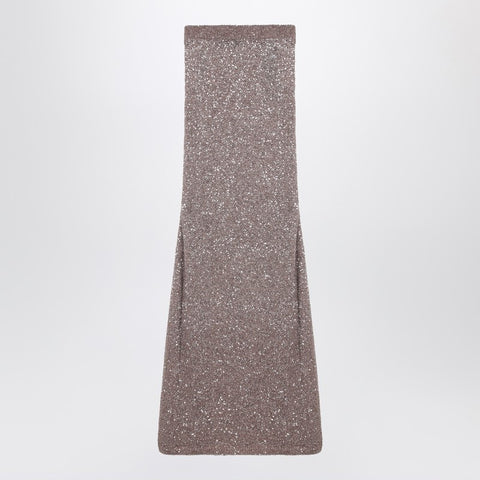 Balenciaga Balenciaga Light brown/silver maxi skirt with sequins