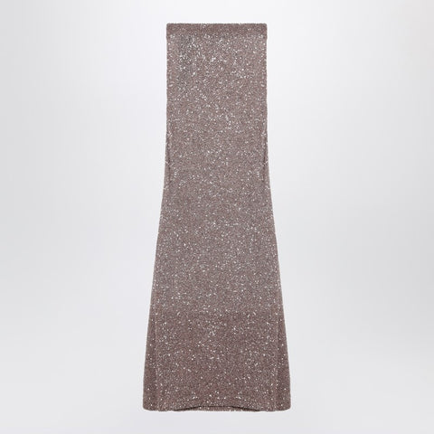 Balenciaga Balenciaga Light brown/silver maxi skirt with sequins