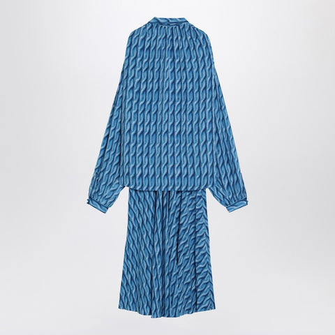 Balenciaga Balenciaga Midi dress with bow and blue print