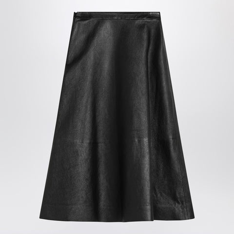 Balenciaga Balenciaga Black leather flared skirt