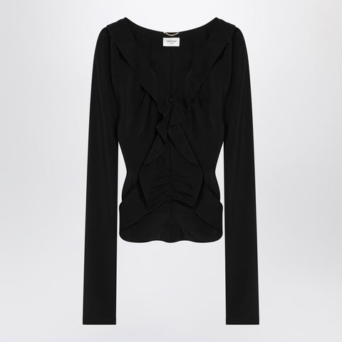 Saint Laurent Saint Laurent Black ruffled blouse in silk