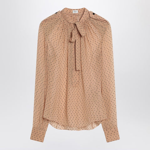 Saint Laurent Saint Laurent Beige polka dot blouse in silk blend