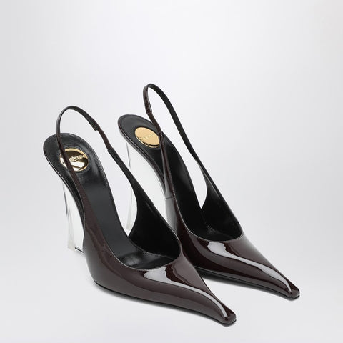 Saint Laurent Saint Laurent Brown shiny leather wedges