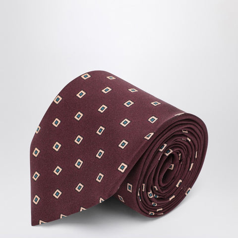Saint Laurent Saint Laurent Bordeaux silk tie with print