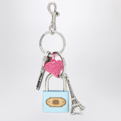 Balenciaga Balenciaga Keychain with lock and heart of crystals