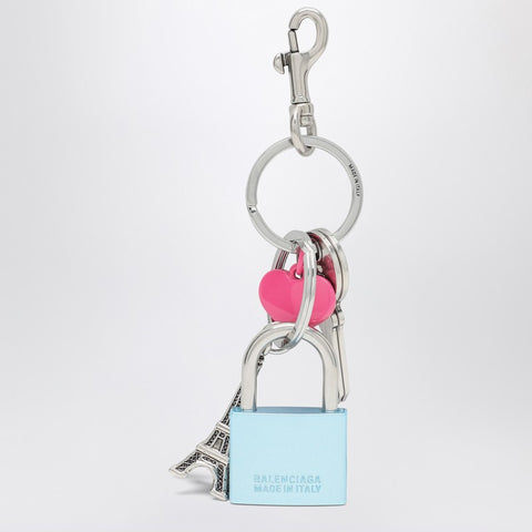 Balenciaga Balenciaga Keychain with lock and heart of crystals