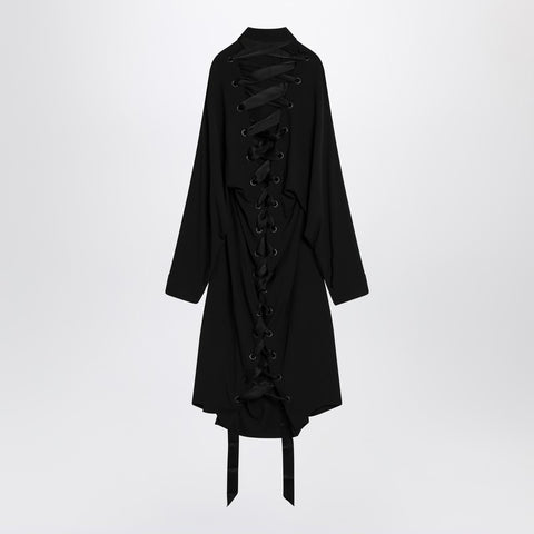 Balenciaga Balenciaga Black shirt dress with intertwined ribbons