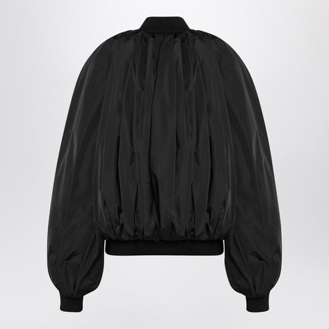 Balenciaga Balenciaga Draped black bomber jacket in technical micro-faille