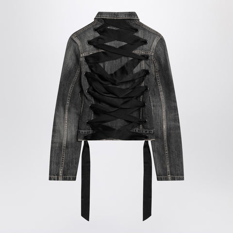 Balenciaga Balenciaga Dark grey denim jacket with laces