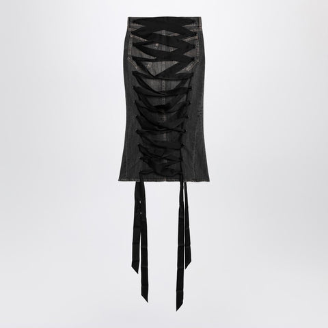 Balenciaga Balenciaga Skirt with laces in smoky grey denim