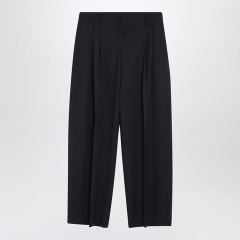 Alexander Mcqueen Alexander McQueen Wide navy blue wool trousers