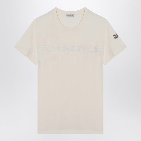Moncler Moncler Ivory cotton T-shirt with logo