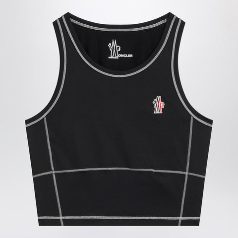 Moncler Grenoble Moncler Grenoble Black top in stretch nylon blend