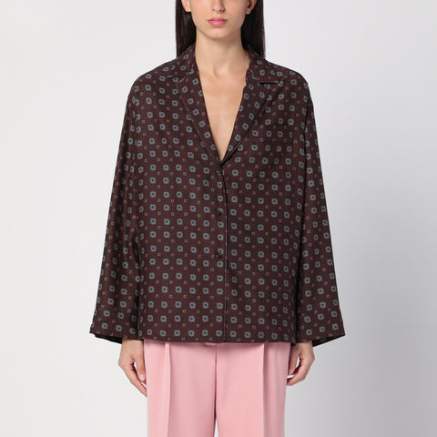Moschino Moschino Brown silk patterned shirt