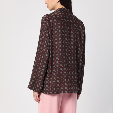 Moschino Moschino Brown silk patterned shirt