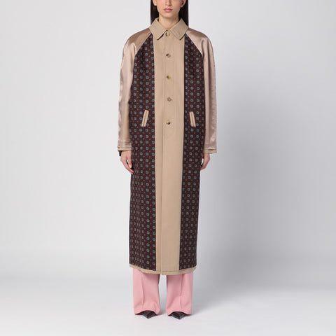 Moschino Moschino Beige reversible trench coat in gabardine and satin