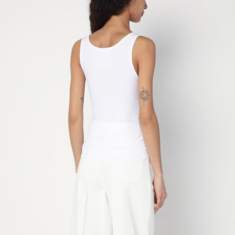 Moschino Moschino White tank top in cotton with laces