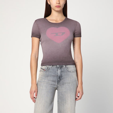 Diesel Diesel T-Ele T-shirt in washed purple stretch cotton