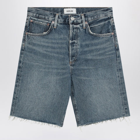 Agolde AGOLDE Raw-cut blue denim shorts