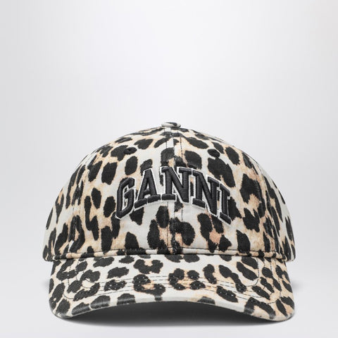 Ganni GANNI Leopard-print canvas baseball cap
