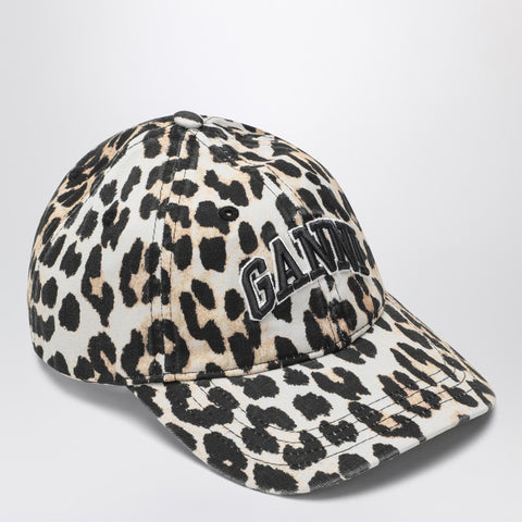 Ganni GANNI Leopard-print canvas baseball cap