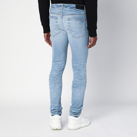 Amiri AMIRI Light blue washed skinny jeans with wear