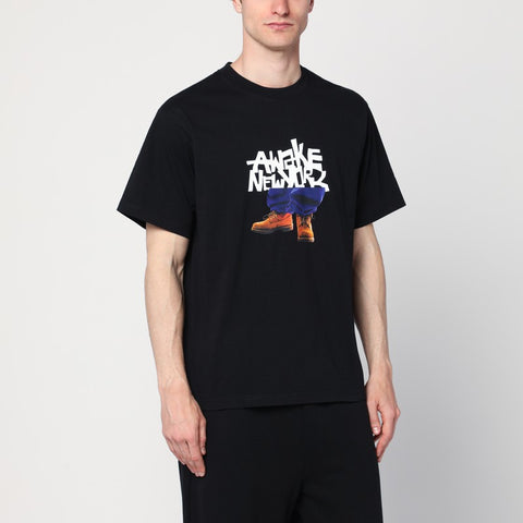 Awake NY Awake NY Black T-shirt with Stomper logo print
