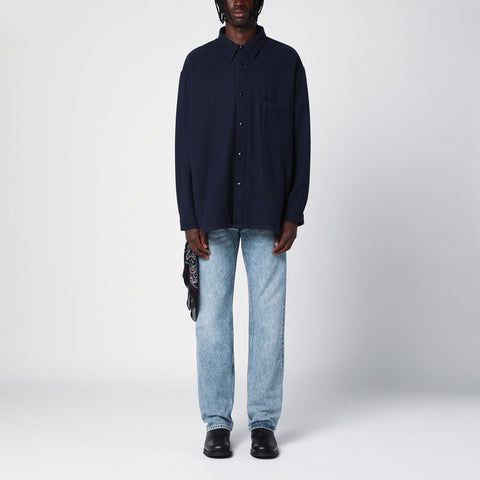 Destin Destin Dark blue wool and cashmere overshirt