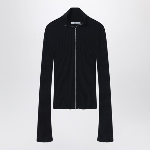 Acne Studios Acne Studios Black ribbed zip cardigan