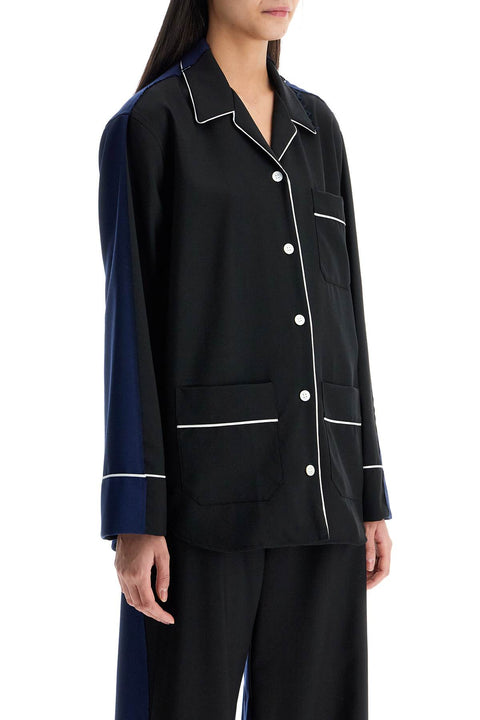 Marni Marni black wool shirt with white stitching