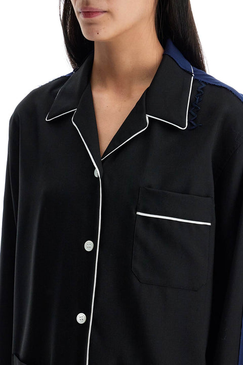 Marni Marni black wool shirt with white stitching