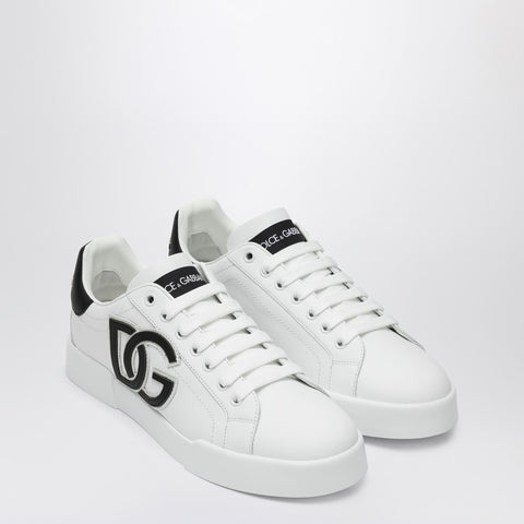 Dolce & Gabbana Dolce & Gabbana Dolce&Gabbana White/Black Portofino Sneakers in Leather