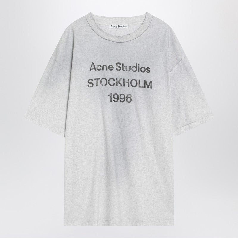 Tシャツ・カットソー Acne Studios Pale Grey Melange Cotton T-Shirt With Logo Acne Studios - T-shirt - regular fit - Pale Grey Melange