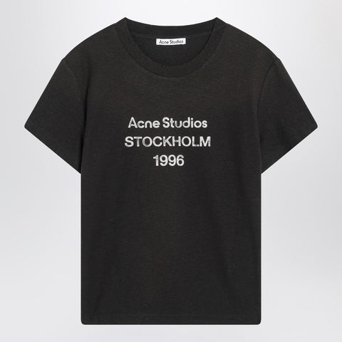 Acne Studios Acne Studios Faded black cotton T-shirt with logo