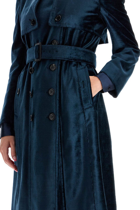 Tom Ford Tom Ford double-breasted velvet coat with flame