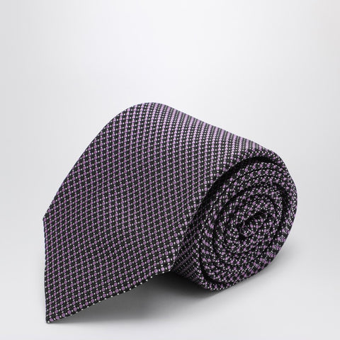Destin Destin Purple polka dot silk tie