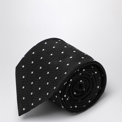 Destin Destin Black/white polka dot silk tie
