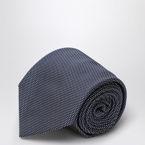 Destin Destin Blue/white silk small polka dot tie
