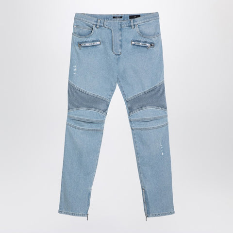 Balmain Balmain Light blue denim biker jeans
