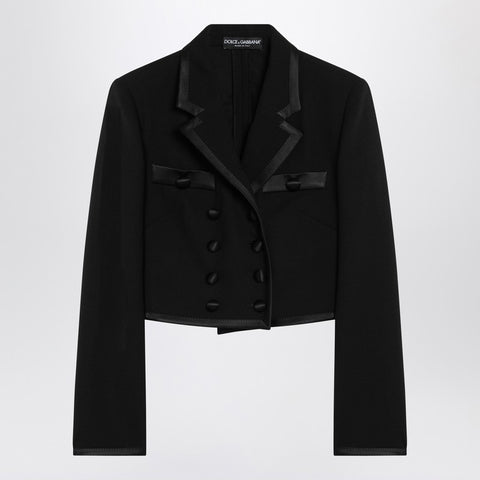 Dolce & Gabbana Dolce & Gabbana Dolce&Gabbana Cropped double-breasted black jacket