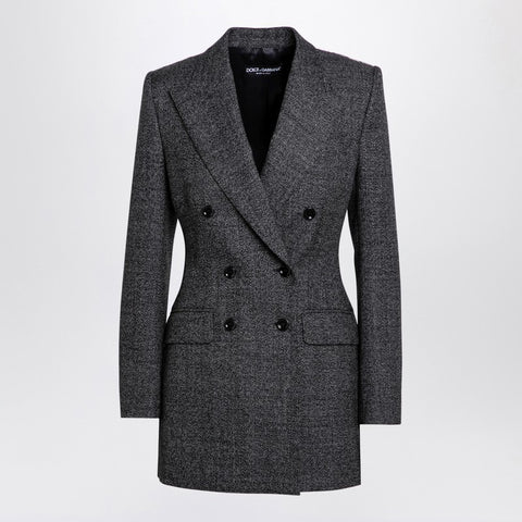 Dolce & Gabbana Dolce & Gabbana Dolce&Gabbana Anthracite grey tweed double-breasted jacket