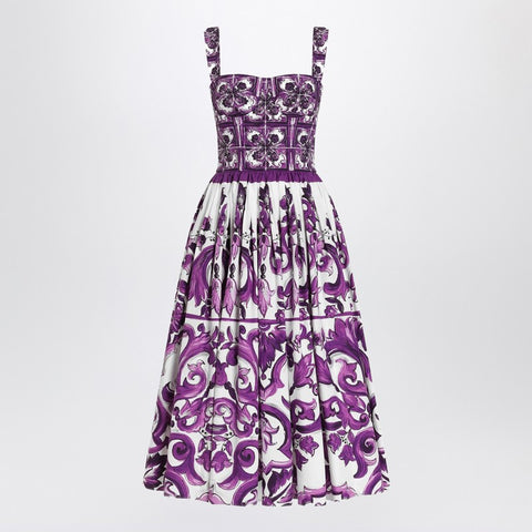 Dolce & Gabbana Dolce & Gabbana Dolce&Gabbana Dress with purple majolica print in cotton poplin